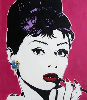 

Handmade Audrey Hepburn Pop Art Canvas Painting Hand-Painted Canvas Hepburn Wall Art Living Room Wall Decor for Home Decor