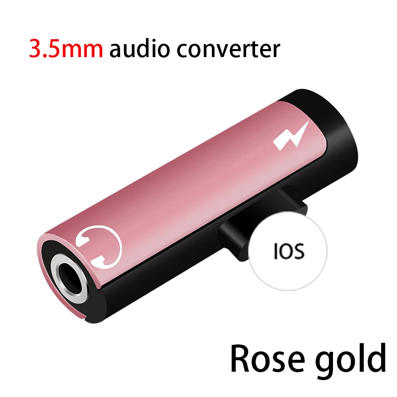 Для iPhone аудио адаптер IOS 13 11 12 для lightning до 3,5 мм разъем Aux Наушники Кабель OTG зарядное устройство конвертер сплиттер - Цвет: rose gold