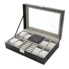 8+3 Mixed Grids Watch Box 30*20*8cm Leather Suede Inside Word Buckle Storage Jewelry Ring Display Storage Mens Case