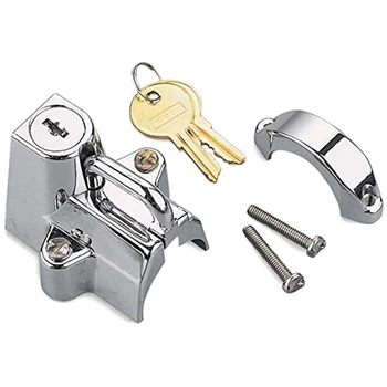 

Universal Motorcycle Handlebar Shelf Bar Tube Helmet Lock with 2 Keys for 7/8 inch to 1-1/4 inch 25-32mm Silver