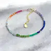 Lii Ji Small Rainbow Stone 925 Sterling Silver Gold Color Adjustable Bracelet For Women Girls Jewelry ► Photo 3/6