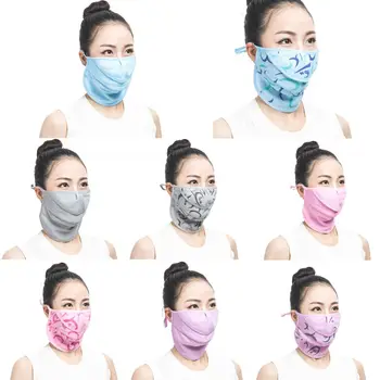 

Women Summer Sunscreen Mouth Mask Neck Gaiter with Nose Open Breathable Washable Outdoor Driving Dustproof Face Cover