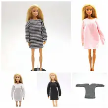 Vêtements pour poupée Barbie, robe pied de poule, chemise longue, Style à la mode, avec ceinture d'hirondelle, 11.5 pouces, BJD, accessoires pour maison de poupée, 1/6