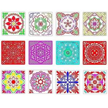 

4pcs 15*15 Mandala Stencil Wall decorattion Painting Template Laser Stencils drawing tools