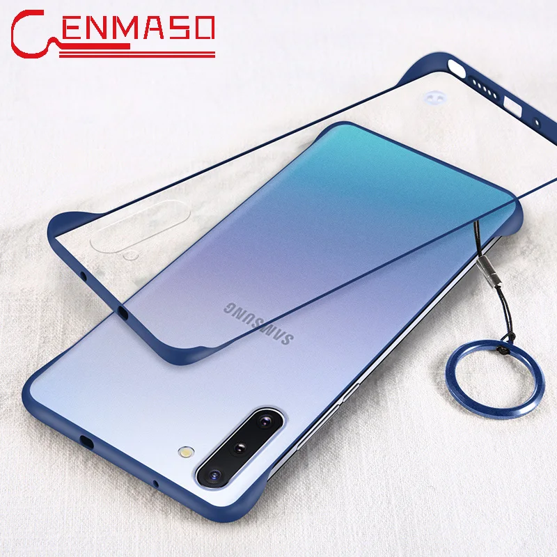 

For Samsung Note 10 Plus 8 9 Case Frameless Transparent for Samsung Galaxy S8 S9 Plus S10 5G Metal Ring Shockproof Back Case