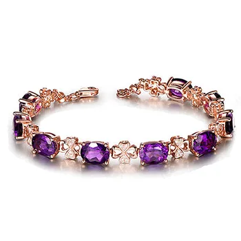 

Best Selling Clover of Four Leaves Red Tourmaline Ruby Bracelet Fashion Elegant Rose Gold Plated Noble Luxury Diamond Bracelet