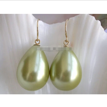 Free shipping WOW 12-16mm green drop shell pearls dangle Earring E916 | Украшения и аксессуары