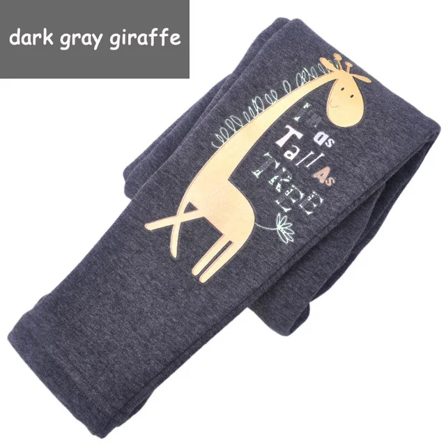 dark gray giraffe Леггинсы для девочек; зимние Утепленные хлопковые флисовые Детские теплые длинные брюки; детская повседневная одежда; зимние леггинсы для девочек - Цвет: dark gray giraffe