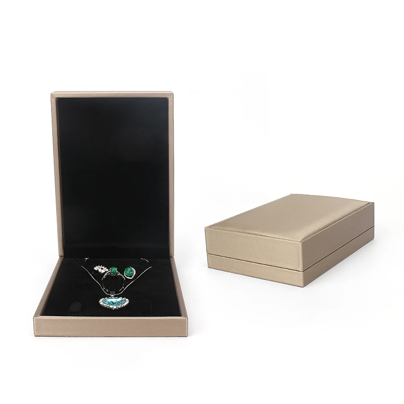 

Gold New Flat Jewelry Suits Display Storage Box Pu Leather For Women Jewellery Ring Necklace Earring Organizers Gift Packaging