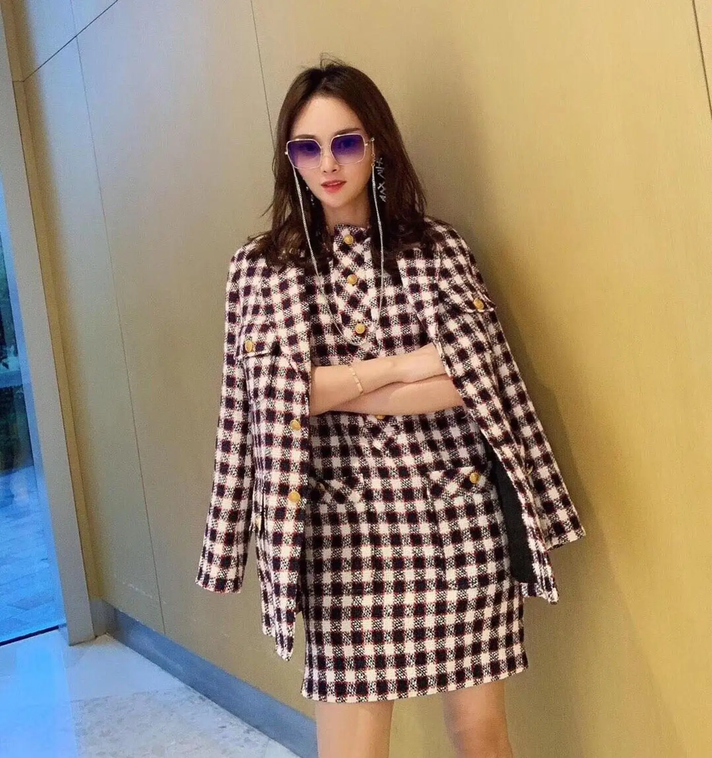 

luxury suits autumn new women plaid blazer coat+ vest slim dress female suits ladies sets 2 piece sets gdnz 8.08