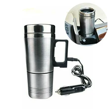 12V Car Heating Cup Electric Kettle Car Heated Mug Stainless Steel Multi-purpose Heating Water Cup Universal Car Interiors