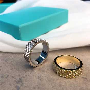 

Tiffon Sterling silver S925 Pointed wide Ring Two colors available 2020 Women Logo Fine High-End Jewelry gift Couple rings