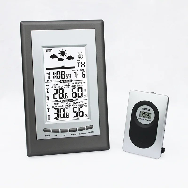 Цифровой термометр, гигрометр, крытый, открытый, lcd, цветной, беспроводной, метеостанция, часы, термо-гигрометр, измеритель влажности