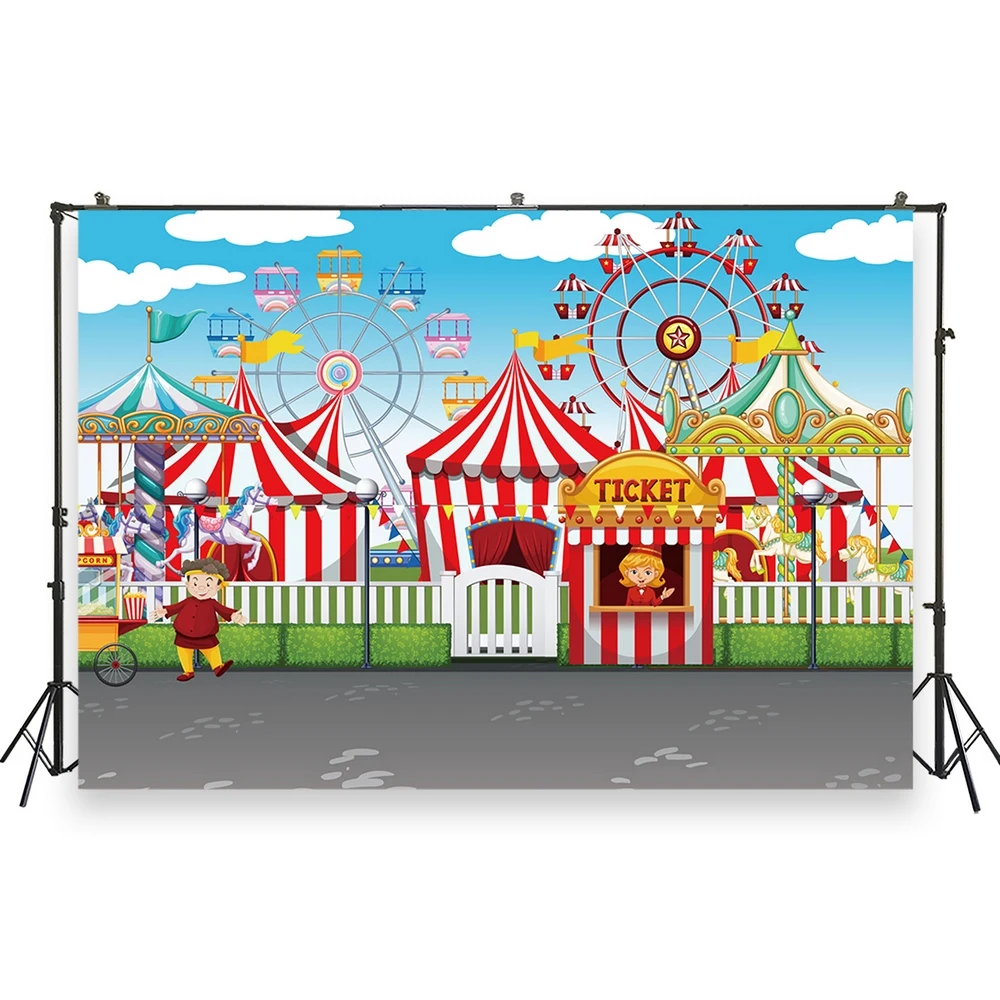 

HUAYI Photo Background Newborns Baby Shower Birthday Photography Backdrops Circus Carnival Custom Studio Photo Backdrop XT-6703