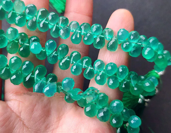Calcedônia Verde Forma Facetada Beads, DIY Fazer