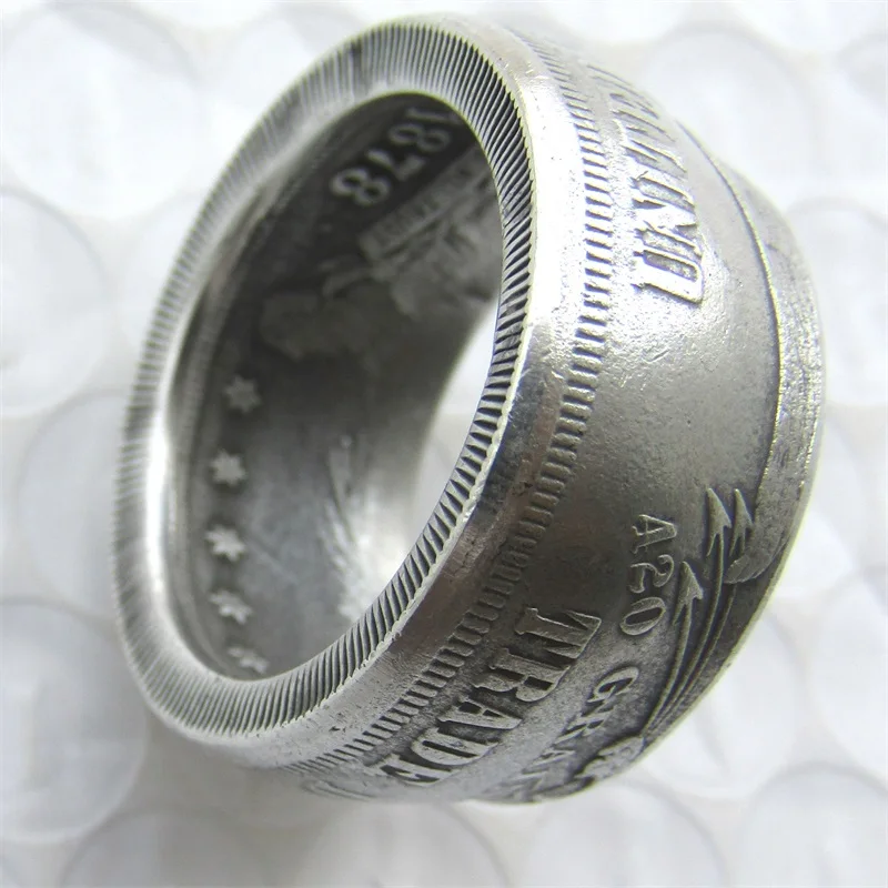 Торговля серебро долларовая монета кольцо посеребренное ручной работы в размерах от 8 до 16 лет