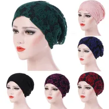 Женская индийская шапка мусульманская гофрированная раковая шапка Хемо шарф Тюрбан Цветочная кружевная шапка шапочка Панама шапка зимние шапки для женщин шапка