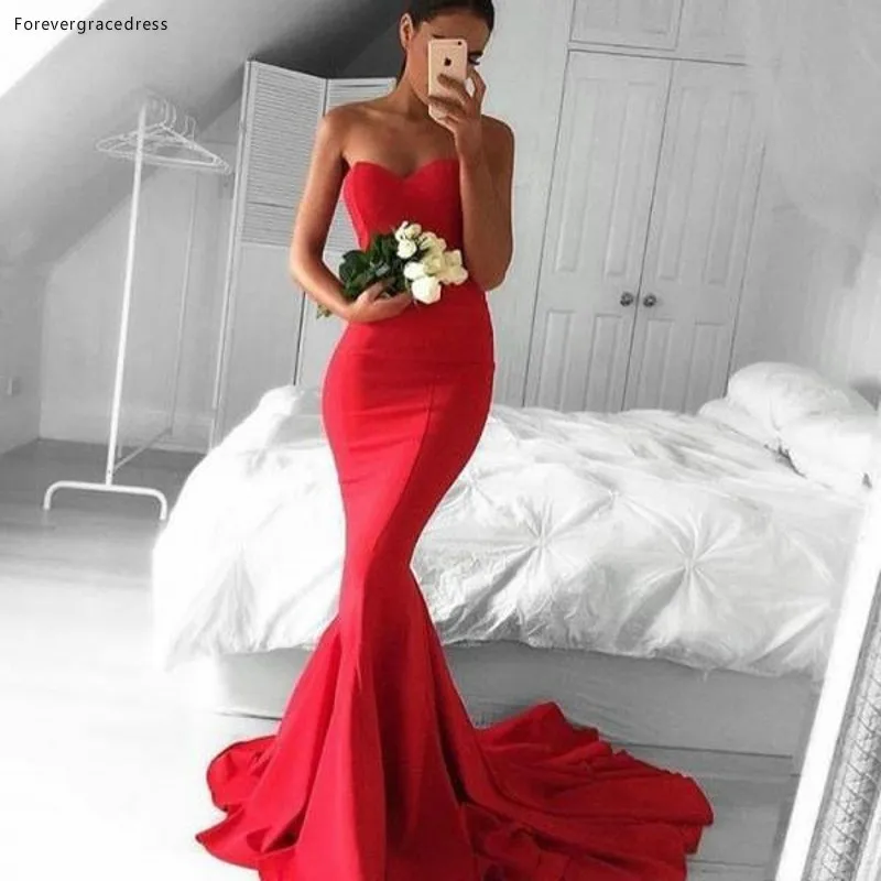 

Elegant Red Long Bridesmaid Dress Simple Sweetheart Formal Modest Maid of Honor Gown Plus Size Custom Made