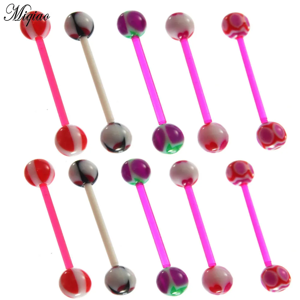 

Miqiao 1pcs-80pcs Body Piercing Jewelry Acrylic Mixed Color UV Tongue Nail