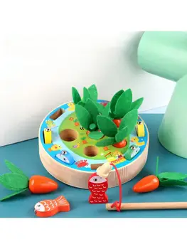 

Toddler Puzzle Happy Farm Game Pull Carrot Fishing Worm Catching Toy Kids Gift M89C