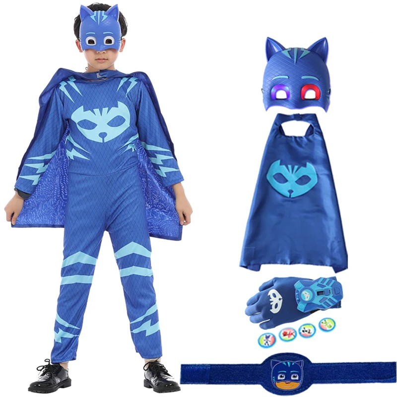 4 шт./компл. с капюшоном с рисунками Pj Mask для мультфильм игрушка костюм День рождения костюмы героев мультфильма «Герои в масках», кэтбой OwlGilrs Gekko маска Аниме Фигурки игрушки для Детский подарок