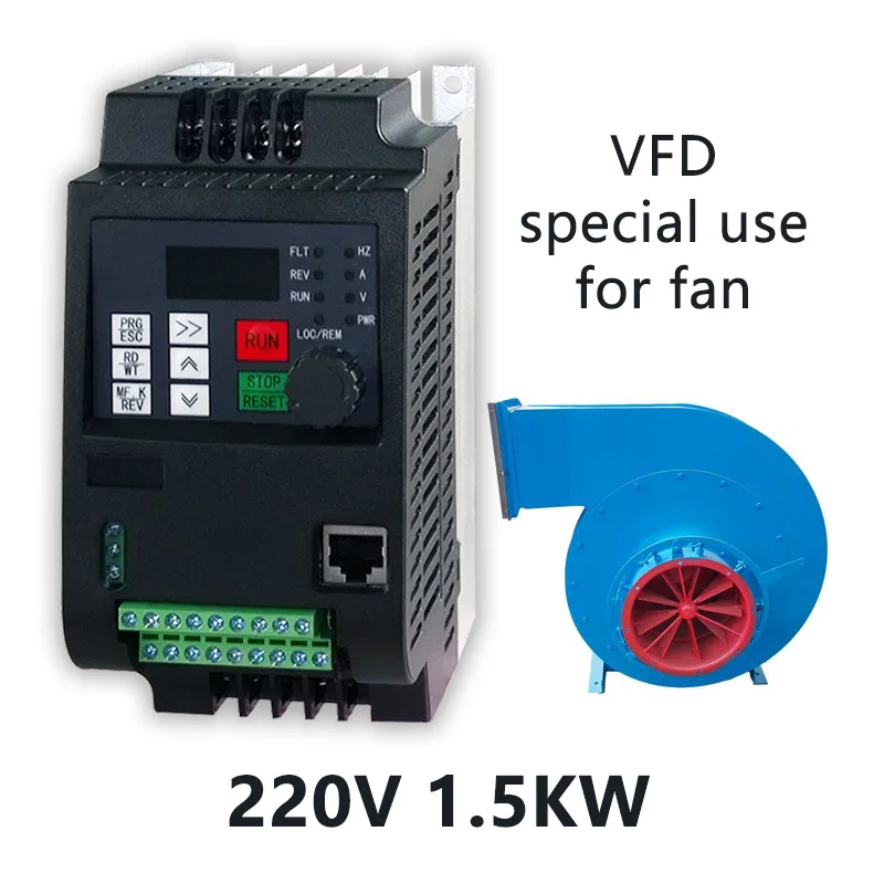 Fan Type1.5kw220v Вентилятор водяного насоса преобразователь частоты 220V0. 75kw-7.5kw эффективное шумоподавление плавным регулированием скорости вентилятора - Цвет: Fan Type1.5kw220v