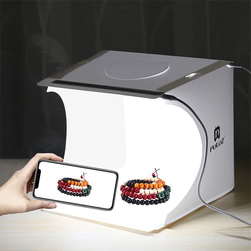 

Mini Folding Lightbox Photography Portable Photo Studio Box 2 LED Light Room Light Box Backdrops for Digital DSLR Camera Phone