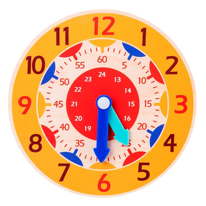 Children Montessori Wooden Clock Toys Hour Minute Second Cognition Colorful Clocks Toys for Kids Early Preschool Teaching Aids 12