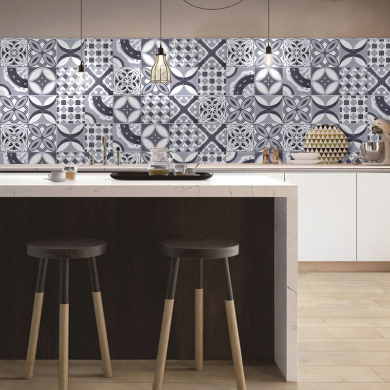 3D трехмерные наклейки на стену самоклеющиеся моделирование Европейский узор самоклеющиеся кухонные Стикеры - Цвет: gray