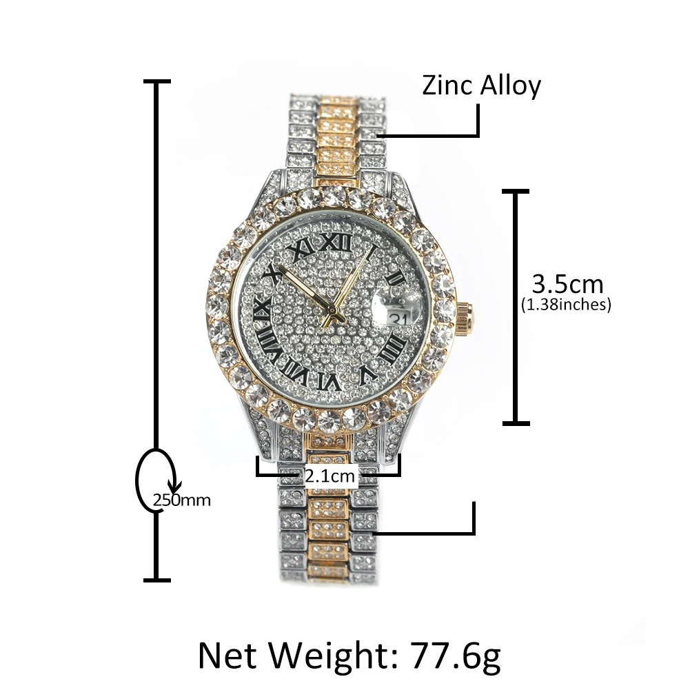 Uwin Small Dial Women's Watch Baby Pink Iced Out Quartz Clock Luxury Rhinestone Waterproof Wrist Watch Small Size For Women