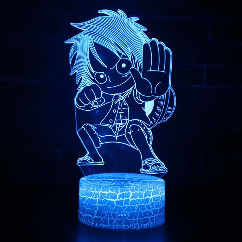 Novelty Lighting One Piece Anime 3D illusion LED Lamp Luffy Zoro Model Night LightsKids Room Decoration Creative Christmas Gifts