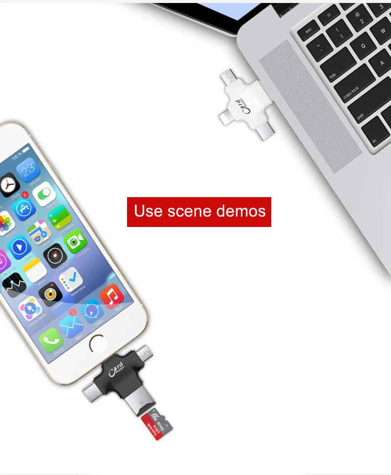 Мини 4 в 1 Micro SD microsd TF кардридер для iPhone Xs XR 11 6 7 8 PLUS Type C USB iPad Macbook OTG Android PC|card reader|card