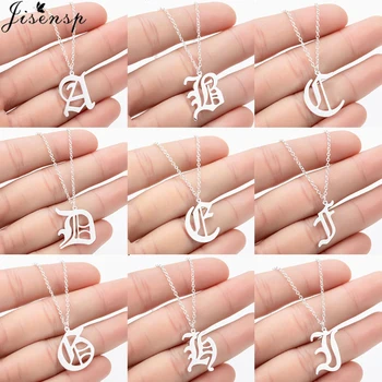 

Old English Capital Initial Necklace Women Letter Necklaces for Girls Stainless Steel Chain A-Z Font Pendant collier femme 2020