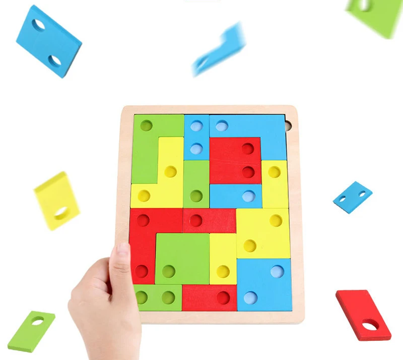 Высококачественные Деревянные Игрушки Tangram Brain Tetris, игра-головоломка, блоксы для детей дошкольного возраста, деревянные Обучающие Развивающие игрушки