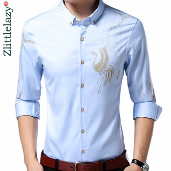 

2020 brand long sleeve men social shirt spring streetwear casual animal shirts dress mens slim regular fit clothes fashions 0106