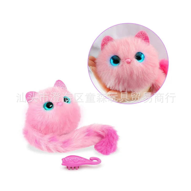Pom Pom Cat With Light and Comb Adorable Pet Toy Girl Birthday Gift Children Toy Play Set