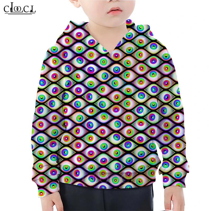  Fully Printed Eyes Hoodie Baby Boy 3D Print Colorful Art Small Eyes Baby Girl Hoodies Childrens Tra