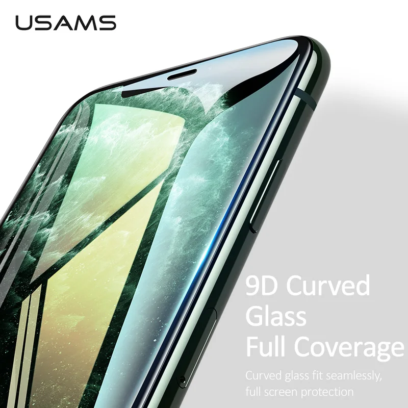 USAMS 9H защита экрана закаленное стекло для iPhone 11 Pro Max 12D полный экран изогнутый край закаленная Защитная пленка для iPhone11