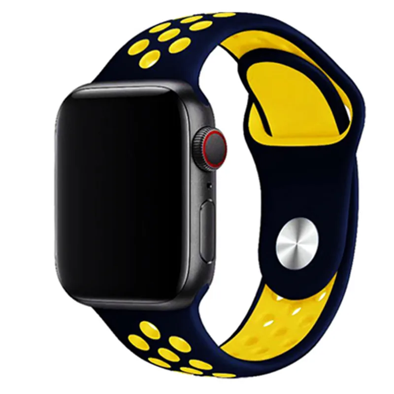 Спортивный ремешок для apple watch band 44 мм/40 мм apple watch 5 4 3 2 band iwatch band 42 мм/38 мм correa браслет ремень аксессуары для часов - Цвет ремешка: deep blue yellow