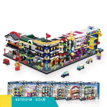 

657013 Street Series Train Station Car Garage City Bank Hotel Music Institutions Building Blocks Bricks Assembled DIY Gifts