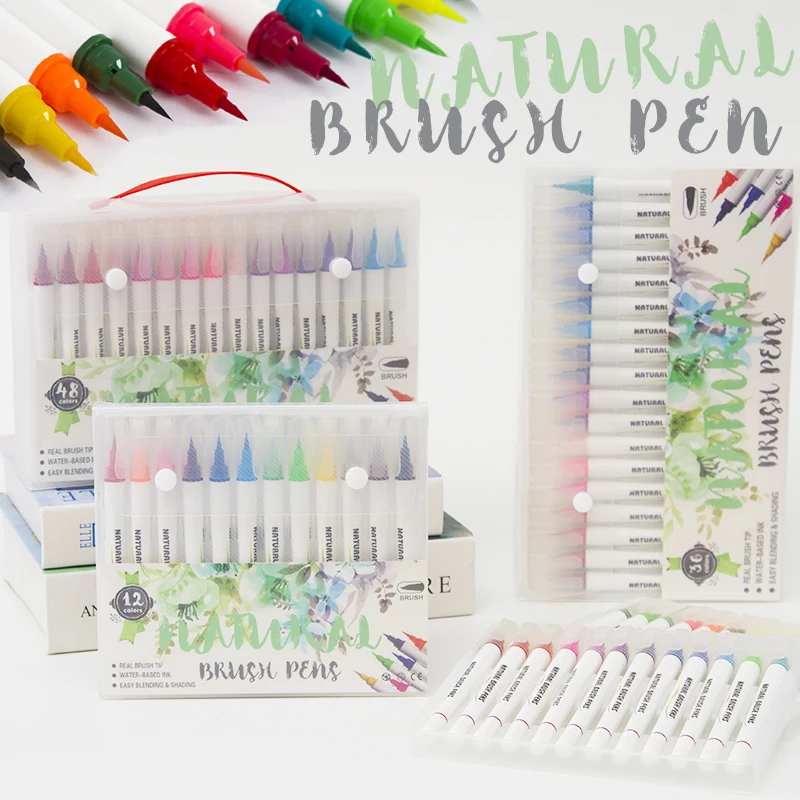 

12/24/36/48 Colors Art Marker Watercolor Brush Pens for School Supplies Stationery Drawing Coloring Books Manga Calligraphy