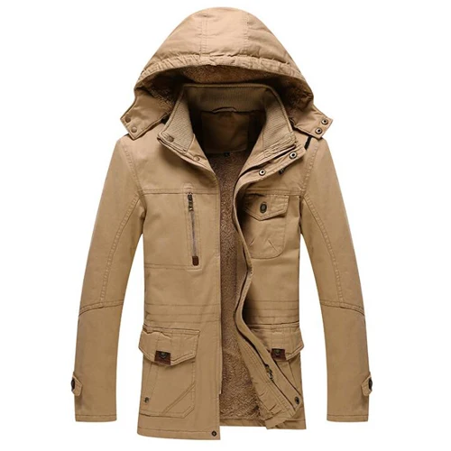 8803ZZ Khaki Осенне-зимняя мужская куртка Высококачественная брендовая Повседневная Верхняя одежда Куртка тёплый флис для мужчин Мужская куртка Пальто брендовая одежда - Цвет: 8803ZZ Khaki