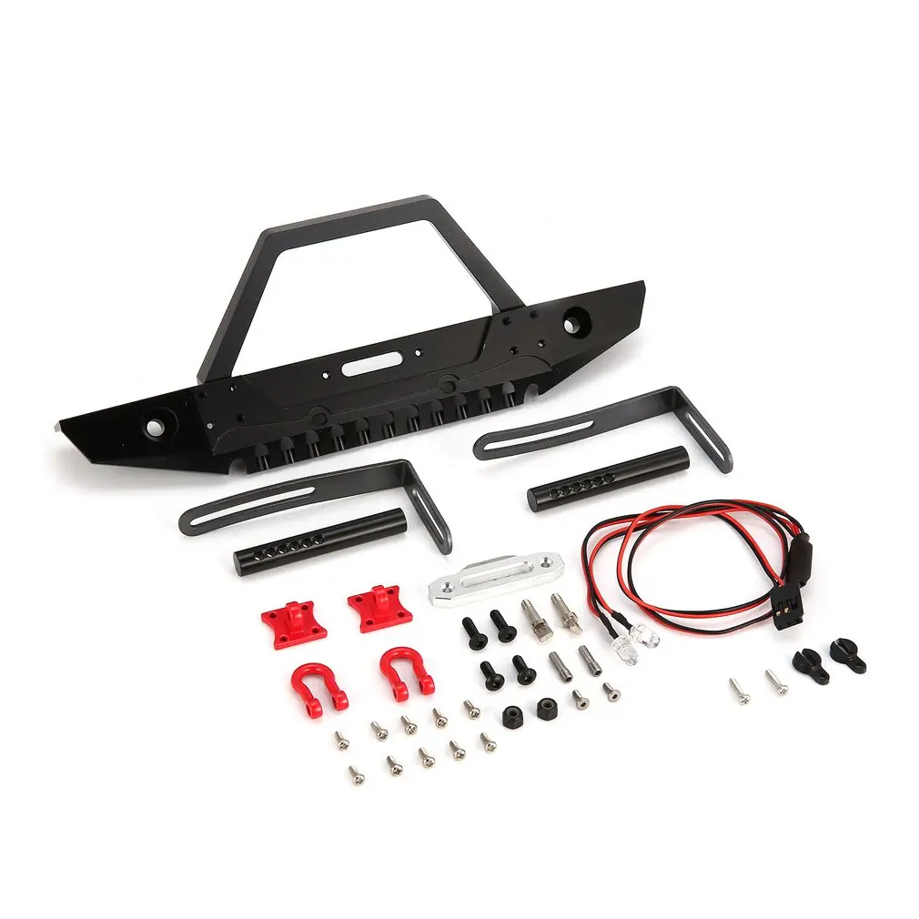 

AUSTAR Metal Steel Front Bumper with Lights for 1/10 Axial SCX10 RC Off-road Crawler Car Spare Parts Accessories Component
