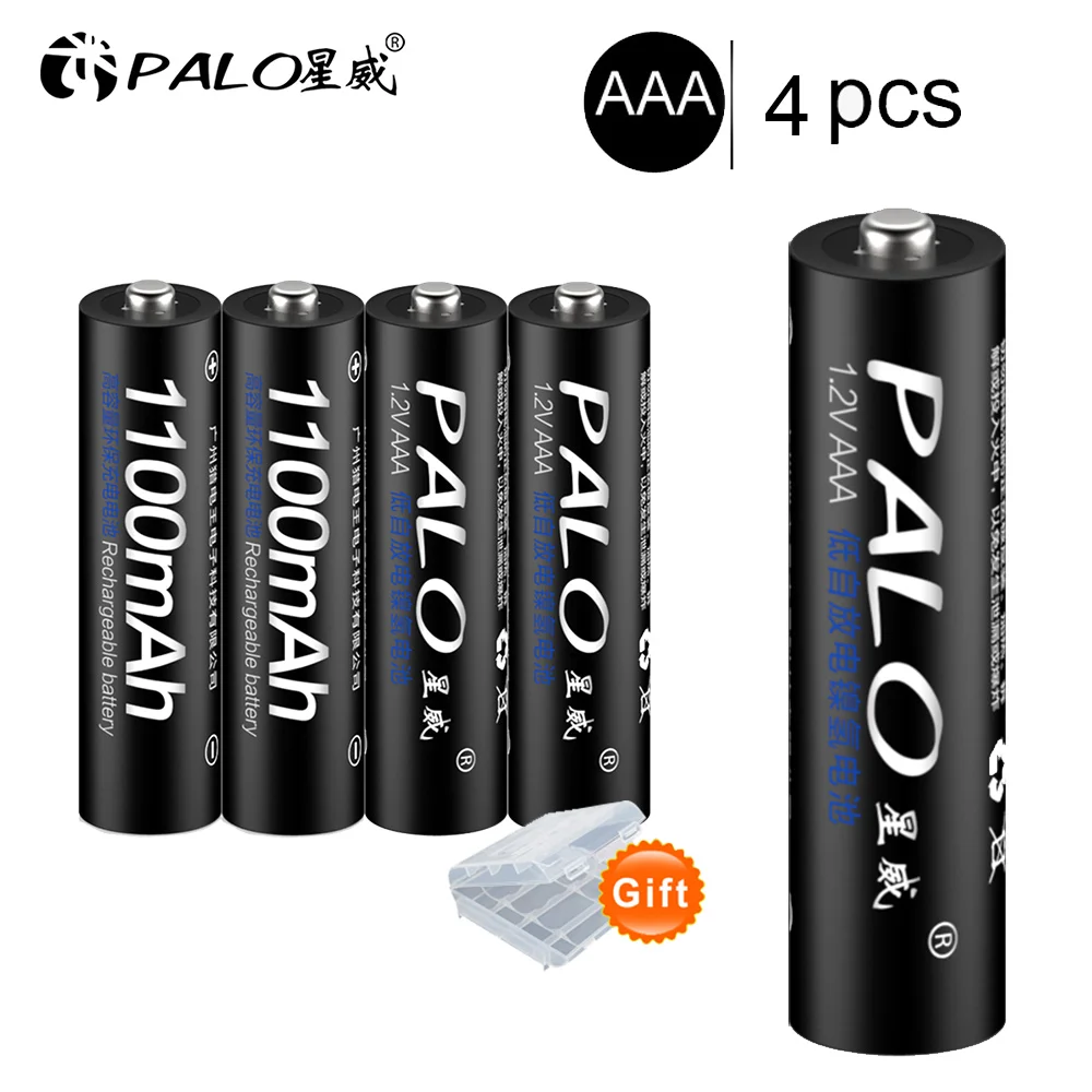 PALO 4 шт. оригинальная Ni-MH AAA аккумуляторная батарея 1,2 V 1100mAh aaa 3a аккумуляторная батарея для игрушек пульт дистанционного управления - Цвет: 4PCS