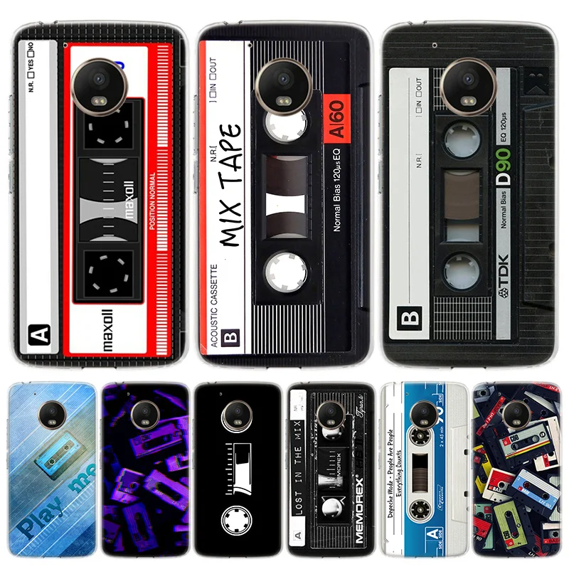 

Vintage Magnetic Tape Cassette Cover Phone Case For Motorola Moto G8 G7 G6 G5S G5 E6 E5 E4 Plus G4 Play EU One Action X4 Pattern