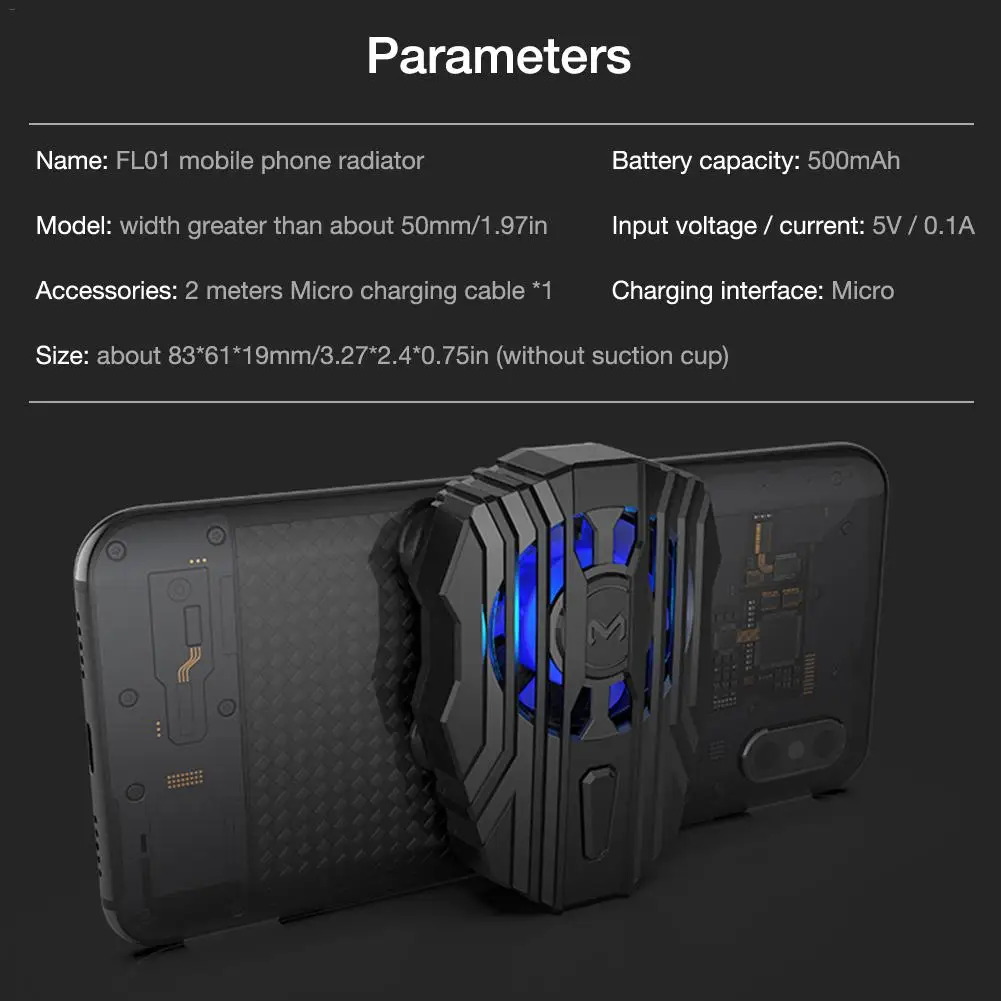  Mobile Phone Cooler for IPhone Xs Max Xs XR Silent Phone Radiator PUBG Controller Handle LED Light 