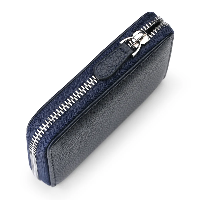 Leather Vertical Women's purse casual zipper short card holder multi functional men's portable zero wallet — view 4