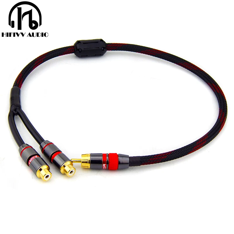 HiFi rca cable Audio signal amplifier JACK plug male RCA to two female Interface hifi amp audio wire | Электроника
