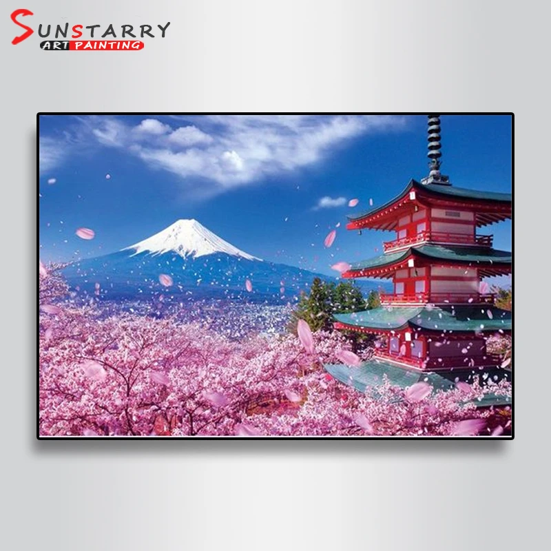 Sunstarry 5D круглая дрель DIY алмазная живопись крепление Fuji Япония Сакура пейзаж