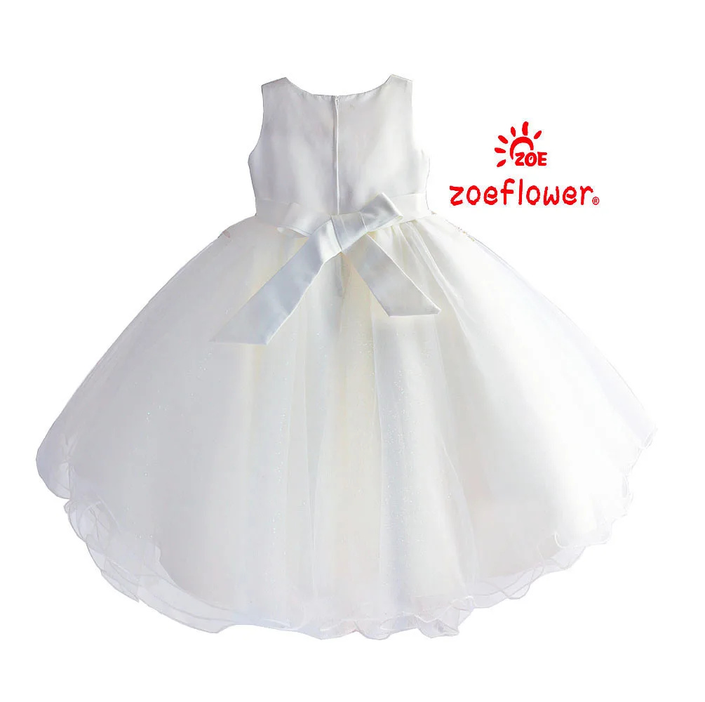 Zoeflower/ стиль; Многослойная кружевная Детская рубашка с жемчугом; свадебное платье из чистого хлопка; платье принцессы; торжественное белое платье